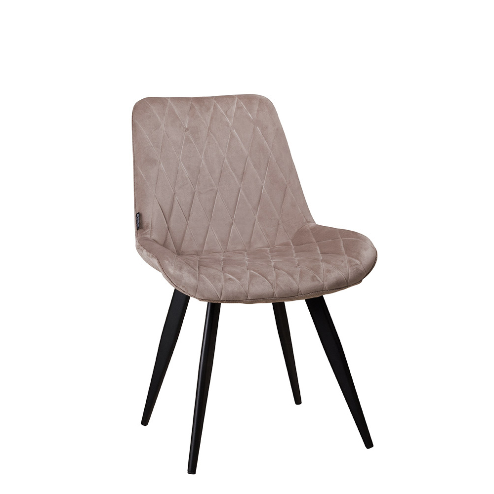 Gastronomie-Polsterstuhl-Rombo-Light-Brown_vorne_1000px_CC Polsterstuhl Rombo Light Brown – Schalenstuhl mit Rautensteppung und schwarzem Metallgestell für Gastronomie