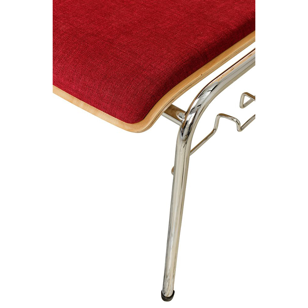 Konferenzstuhl Eruno-510 mit rotem Sitzpolster, verchromtem Metallgestell, stapelbar Beizton: Buche natur | Bezug: Princess 140