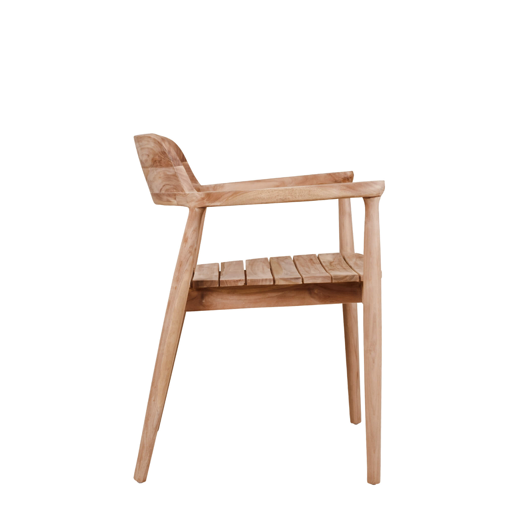 Shiro Teakholz Outdoorstuhl mit Armlehnen und Geflecht – Seitenansicht