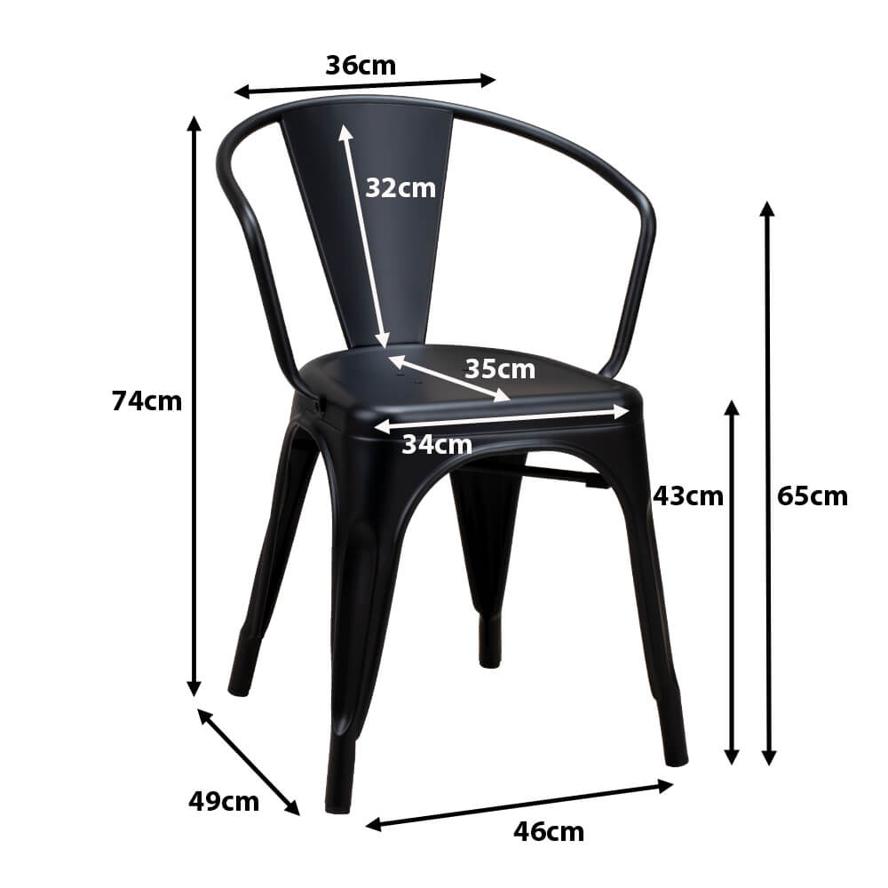 Industrialstuhl Tixar Arm Schwarz Ma?e Industrialstuhl Tixar Arm Schwarz Ma?e