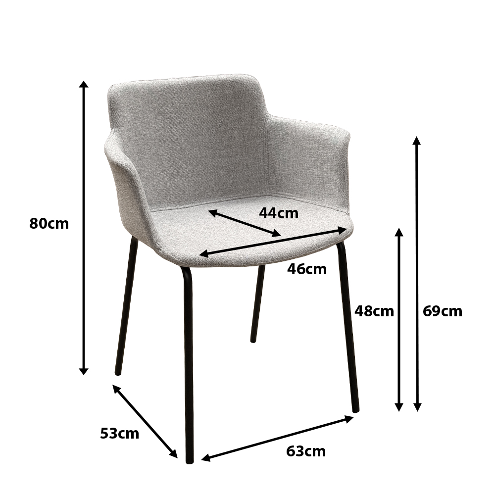 Vollpolsterstuhl Foma 822 Grey – Bemassungen