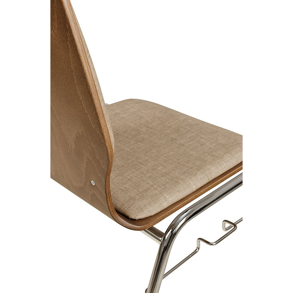 Beizton: Nougat/Bezug: Lintex Umber-416 (auf Anfrage)Konferenzstuhl Eruno-220 mit Sitz und Rückenpolster, verchromtem Metallgestell, stapelbar Detailansicht Sitzfläche