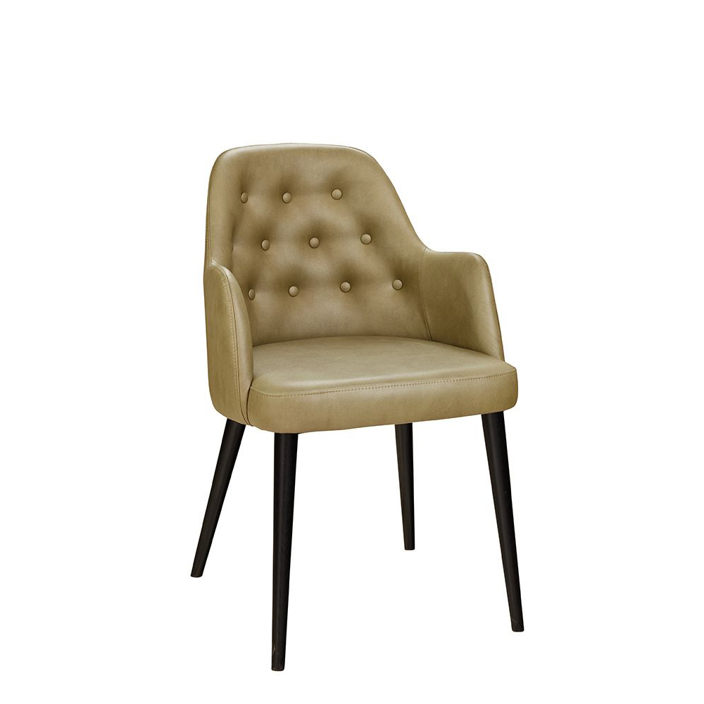 Polsterstuhl Gastronomie Sona-300-Arm, Beizton: Schwarz / Bezug: Gavin-201_Vorderansicht