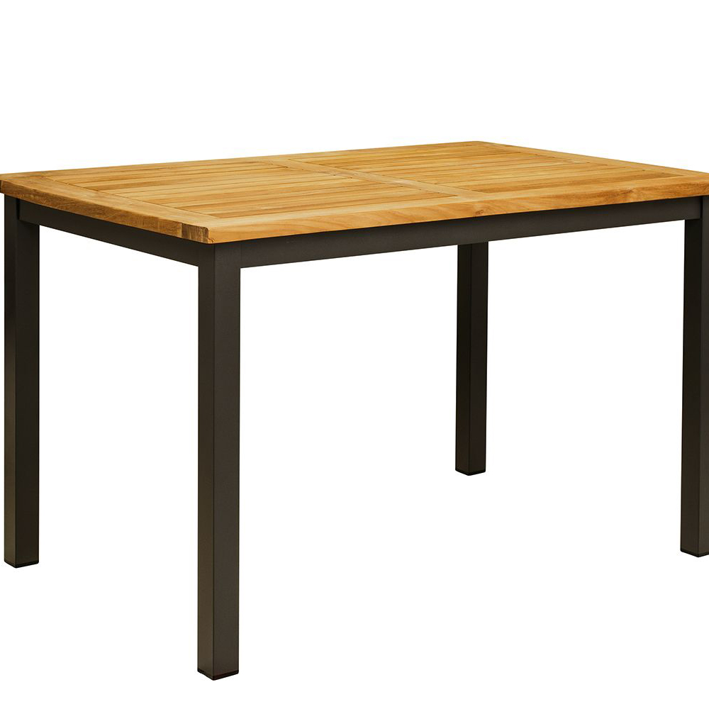 Lexo-Antrhrazit-120x80cm_TP_Teak_vorne_1000px Outdoortischgestell Lexo 120x80 aus Aluminium in Anthrazit – wetterfestes Gastrogestell für Außenbereiche