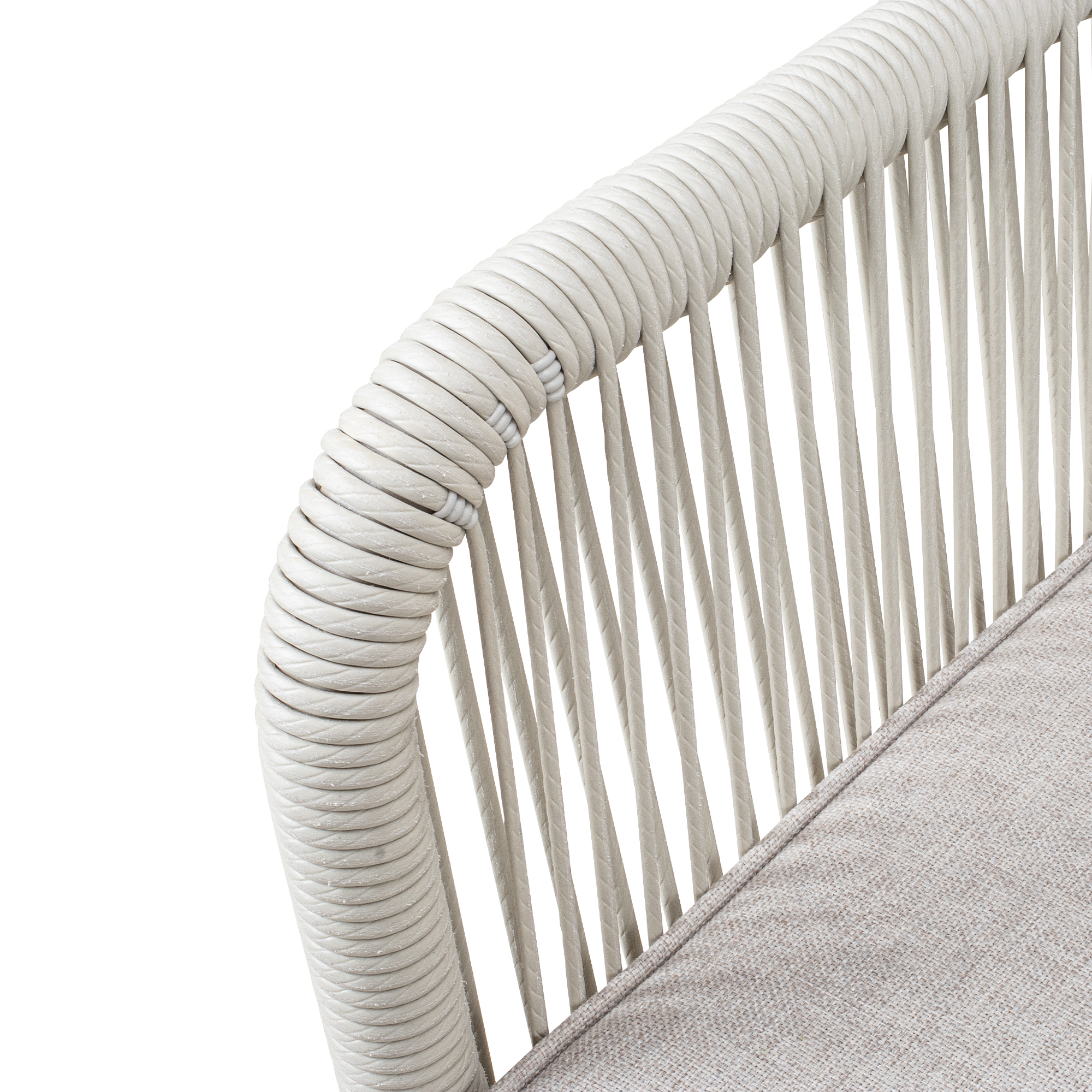 Baleris Greige Outdoorstuhl mit Armlehnen und Geflecht – Armlehne