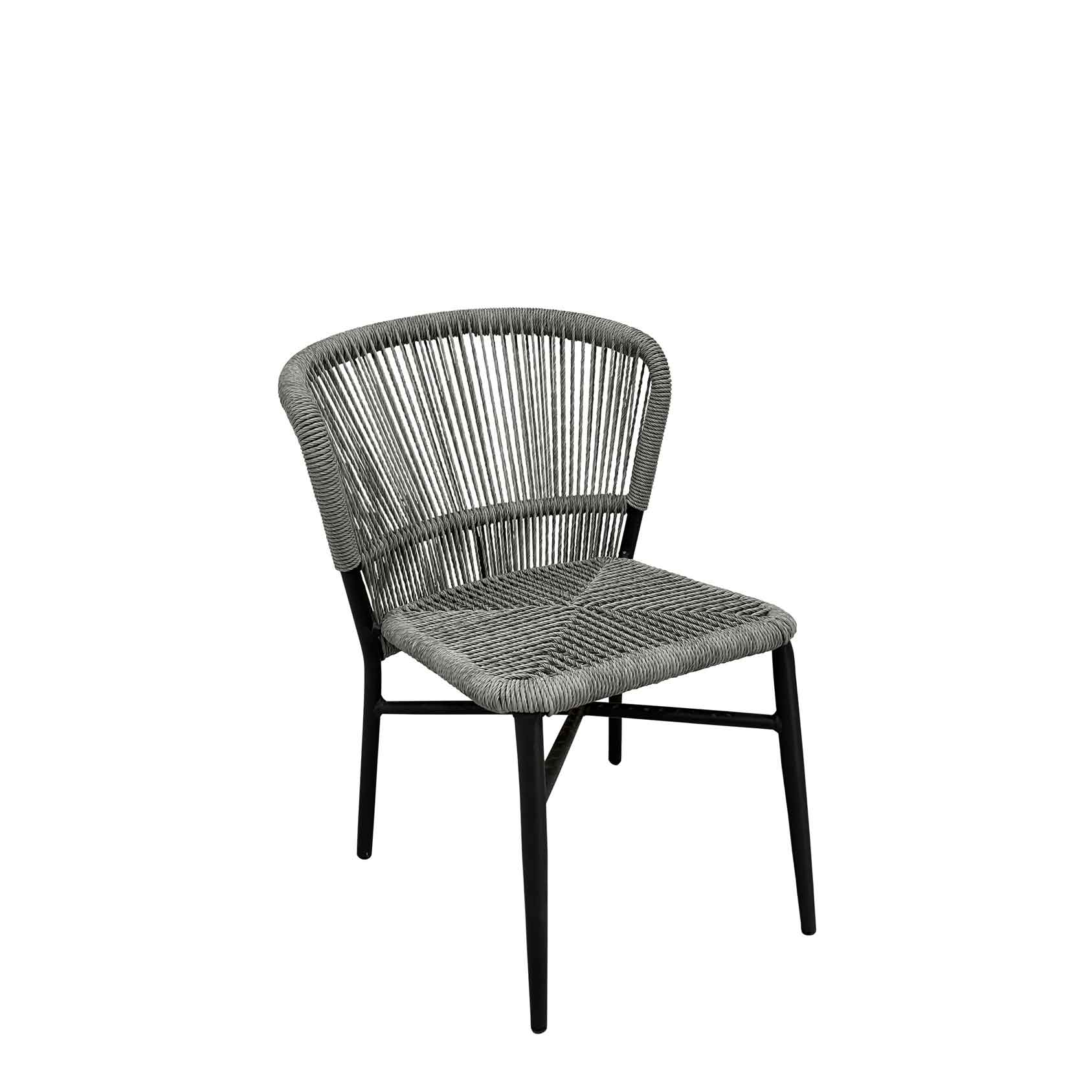 Elefino Silvergrey Outdoorstuhl mit Geflecht – Vorderansicht