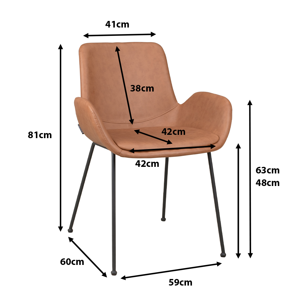 Vollpolsterstuhl Rito Brown Maße
