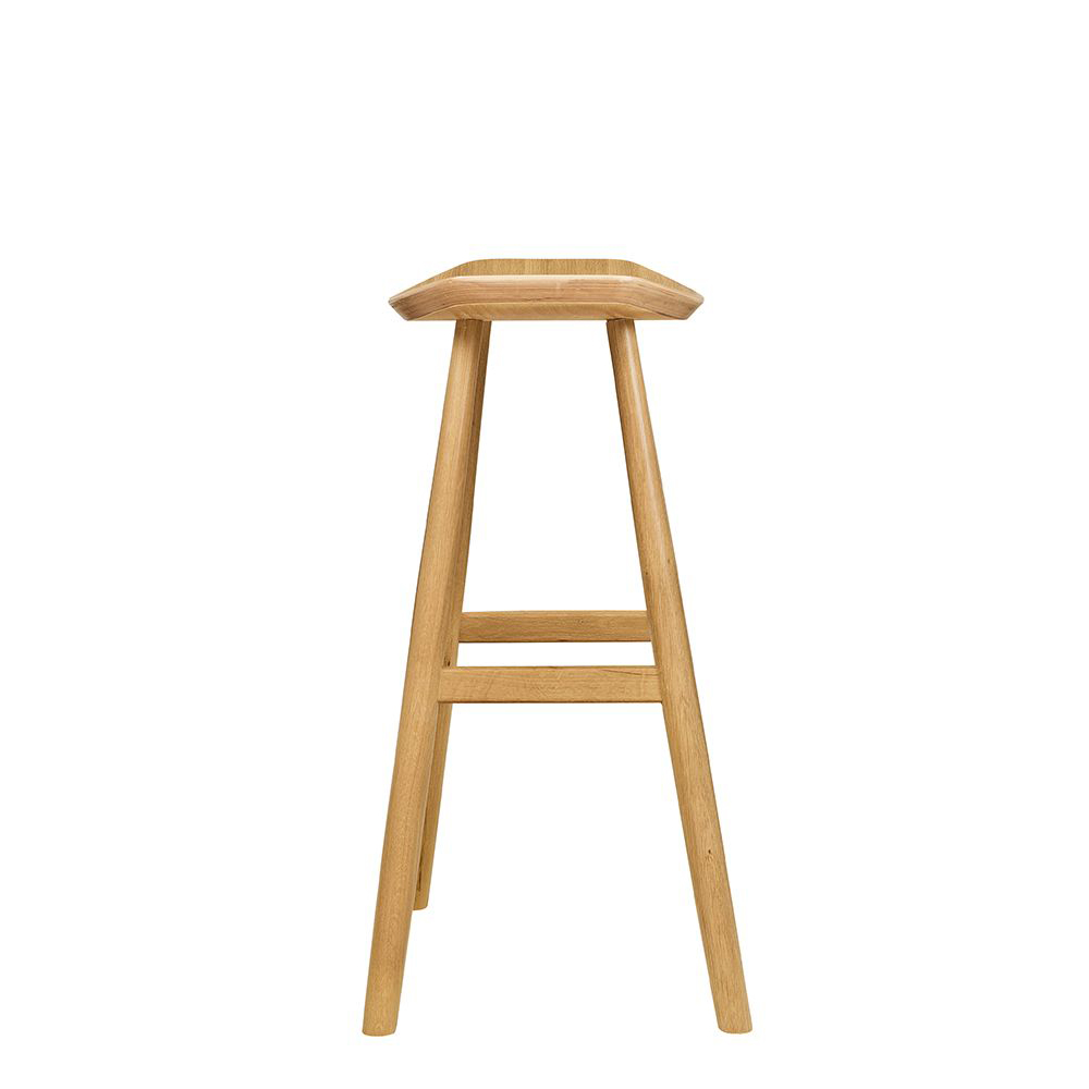 Barhocker Swina-Bar aus Eiche mit gewölbter Sitzschale, ohne Rückenlehne