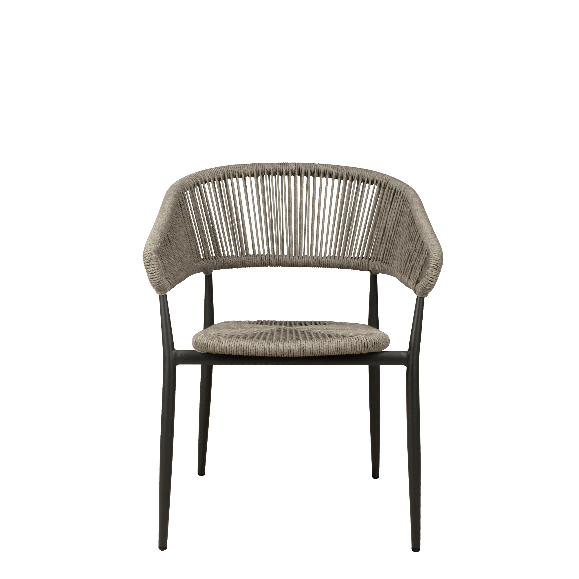 Jacora Silver-Grey Outdoorstuhl mit Geflecht – Frontal