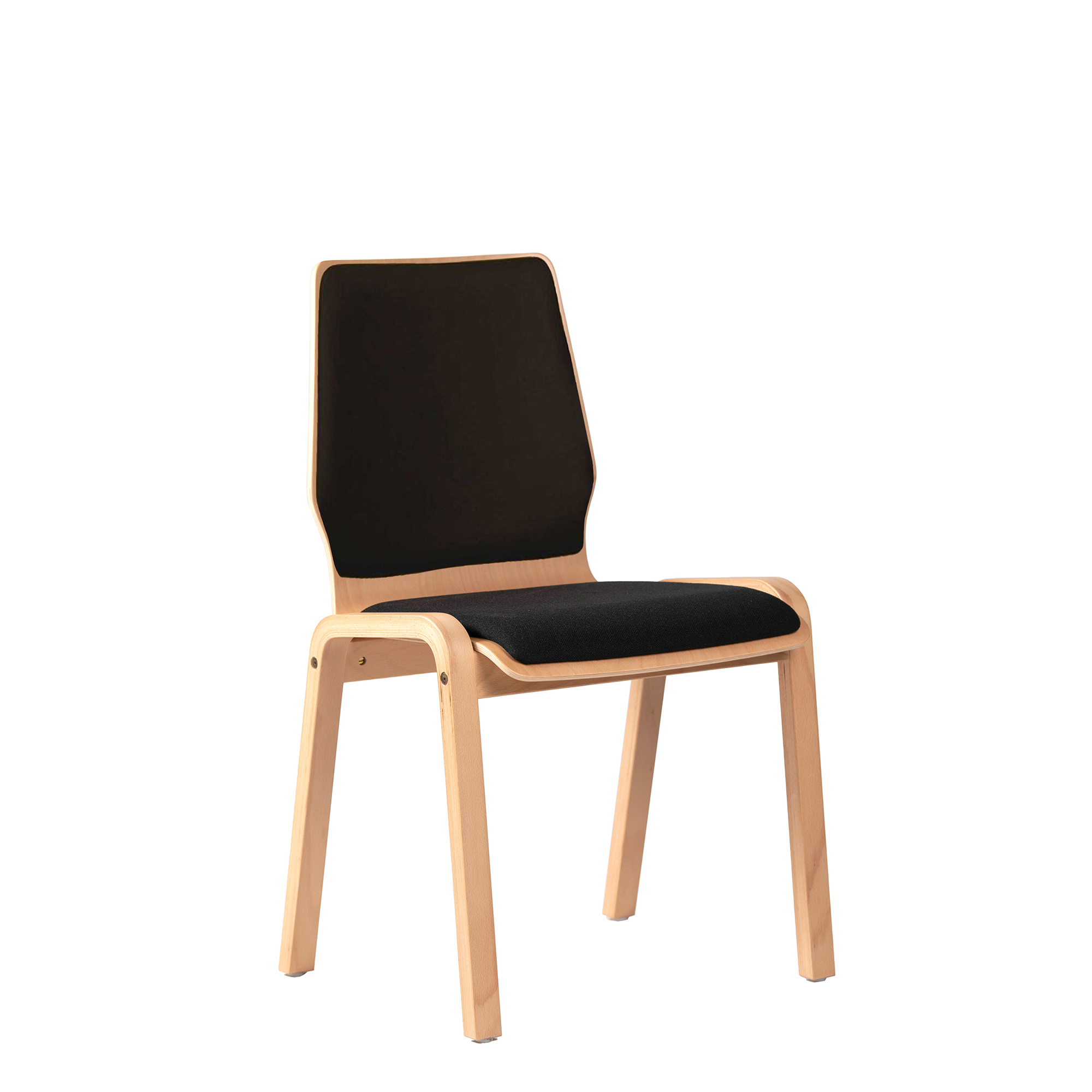 konferenzstuhl_stapelbar_eruno_220_w_vorne Konferenzstuhl Eruno 220 W mit Rückenlehne und Sitzpolster aus Buchenholz - Vorderansicht