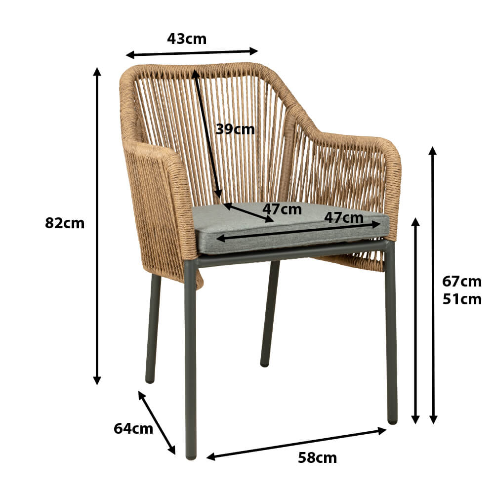 Outdoorstuhl Baleris Natur Maße