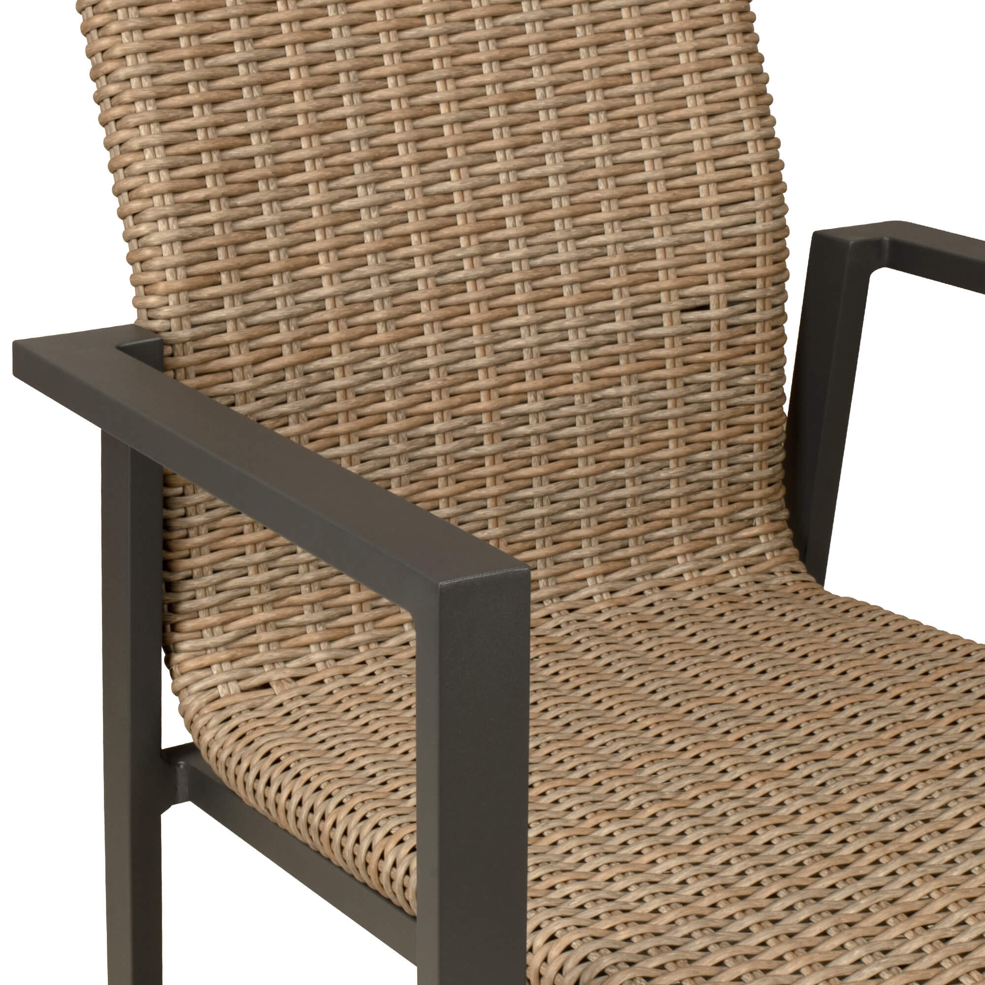 Benora Natur Outdoorstuhl mit Geflecht – Detail Armlehne