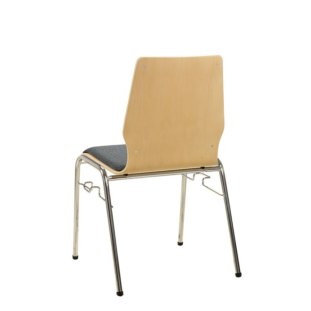 Konferenzstuhl Eruno-220 mit Sitz und Rückenpolster, verchromtem Metallgestell, stapelbar Braun Rückansicht