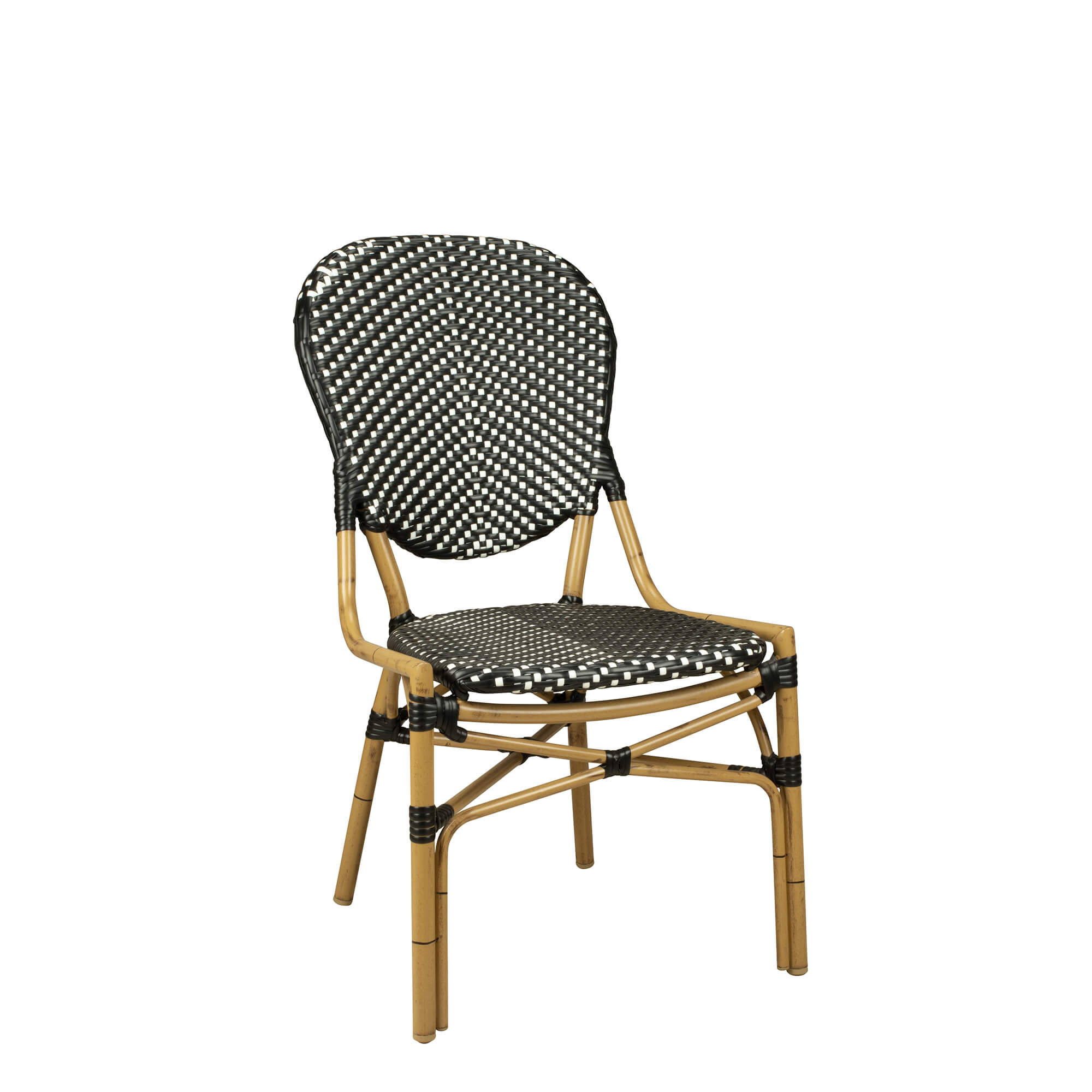 terrassenstuehle_gastronomie_camino_black_vorderansicht Camino black Outdoorstuhl mit Geflecht – Vorderansicht