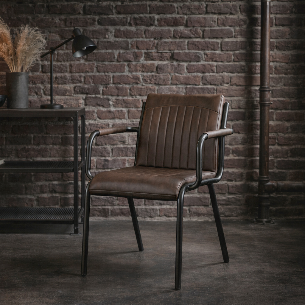 Polsterstuhl mit Armlehne Monte Carlo Brown – Milieubild Einzeln