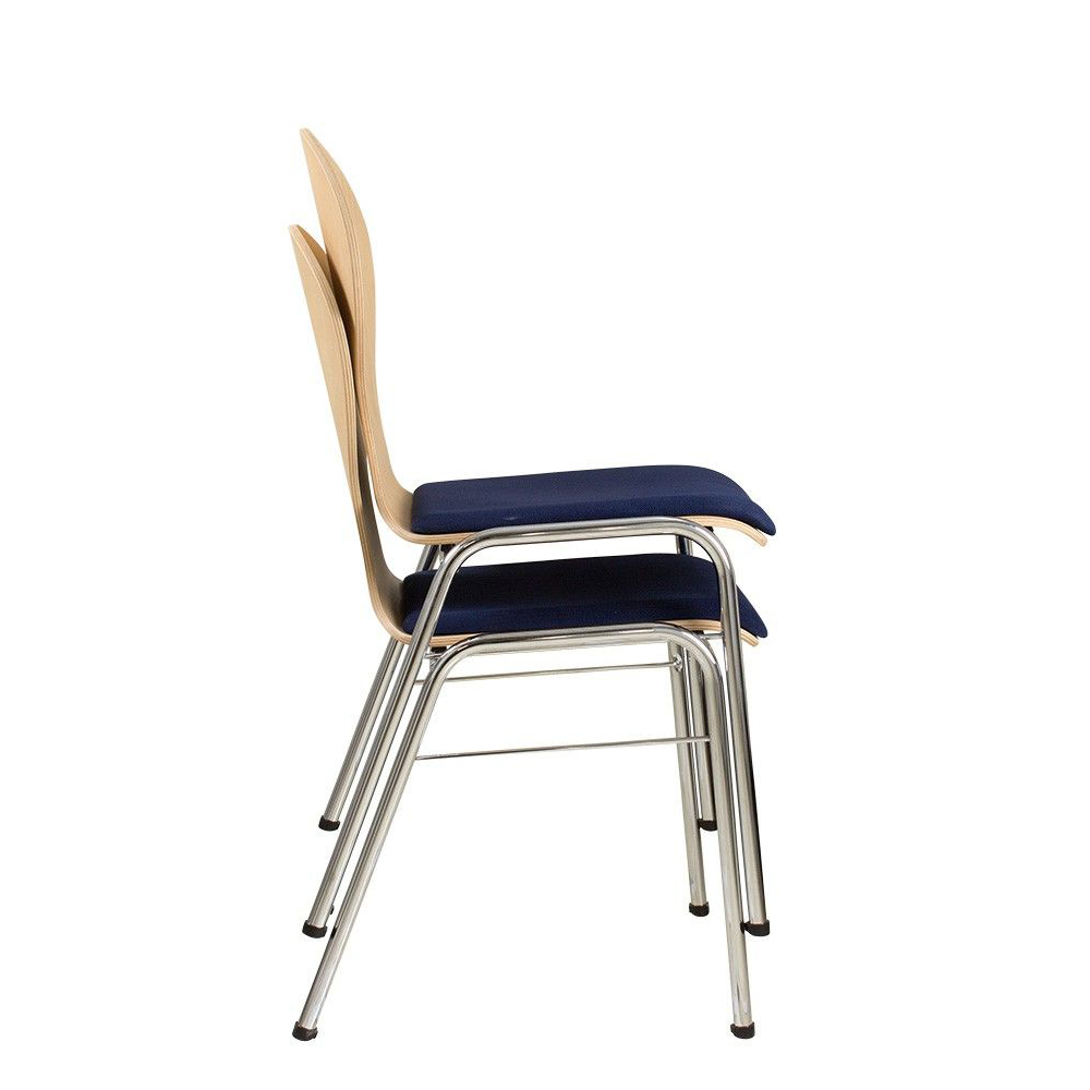 Konferenzstuhl Eruno-110 mit Sitzpolster, verchromtem Metallgestell, Gestapelt