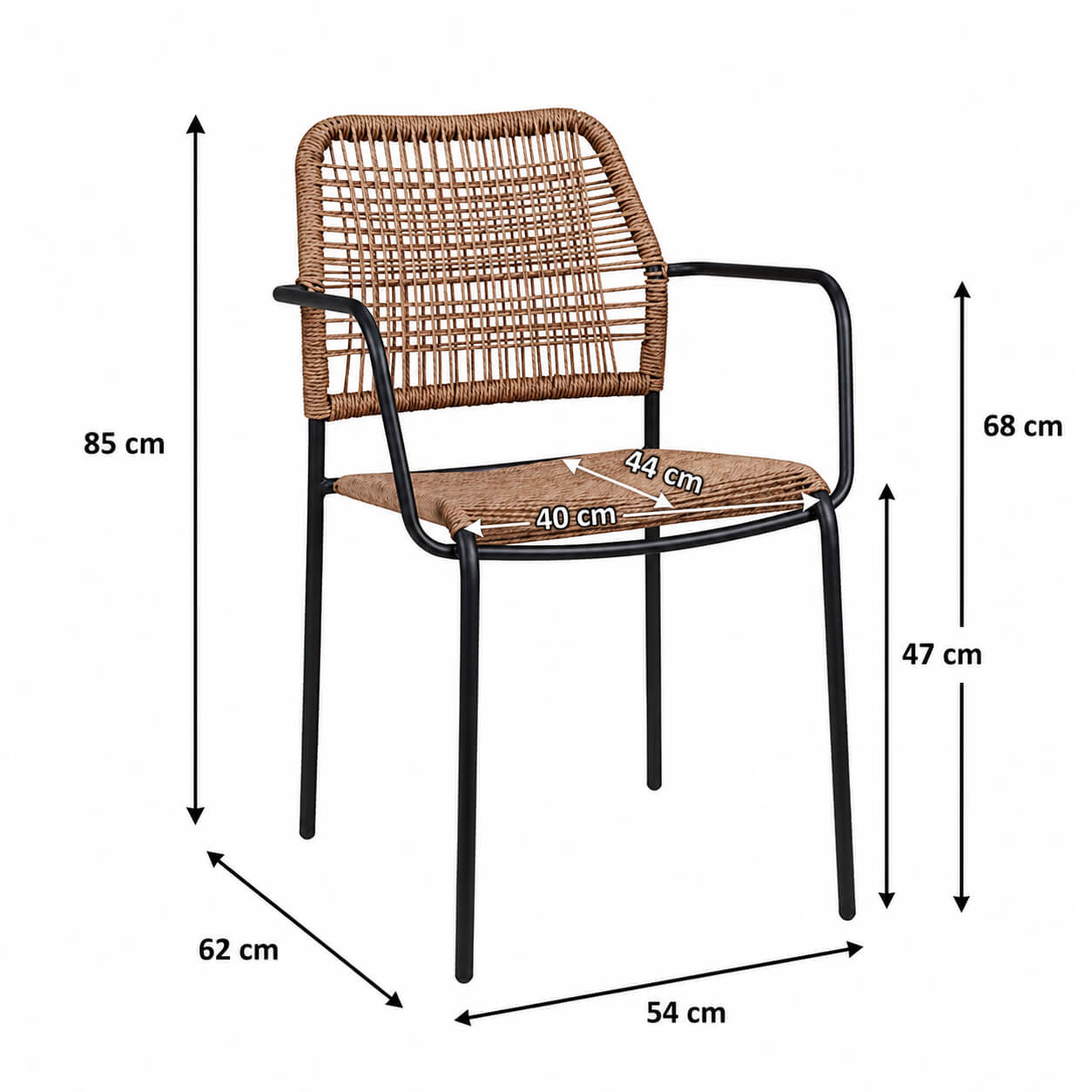 Outdoorstuhl Cordone Natur Ma?e