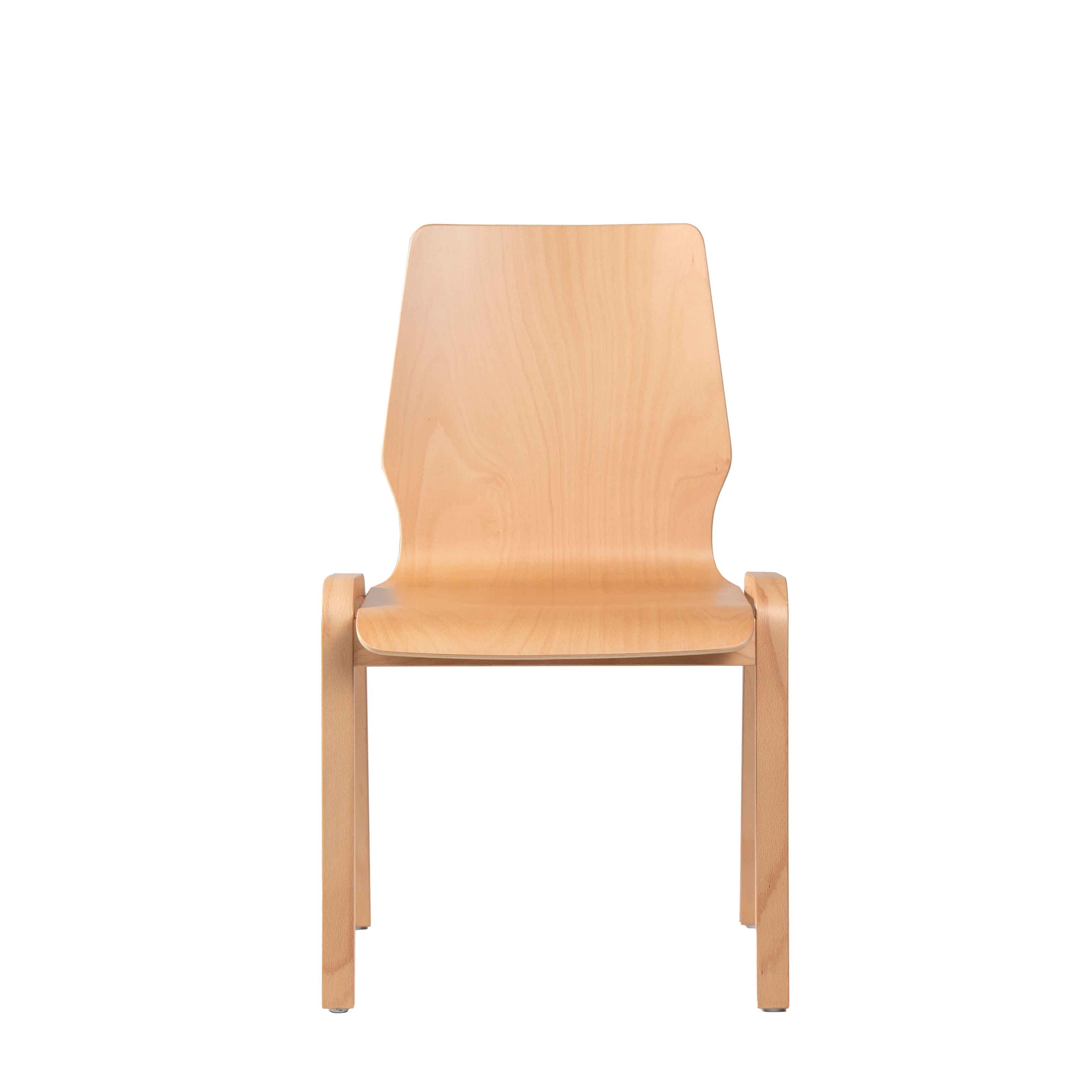 Konferenzstuhl Eruno 200 W mit Rückenlehne aus Buchenholz ohne Sitzpolster – Frontalansicht