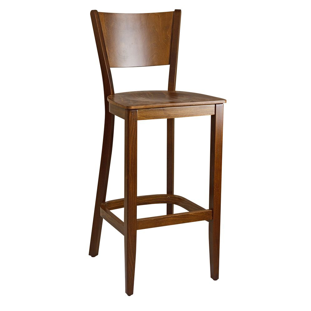 Klassischer Barhocker aus Buchenholz in hellbraunem Beizton Nussbaum hell