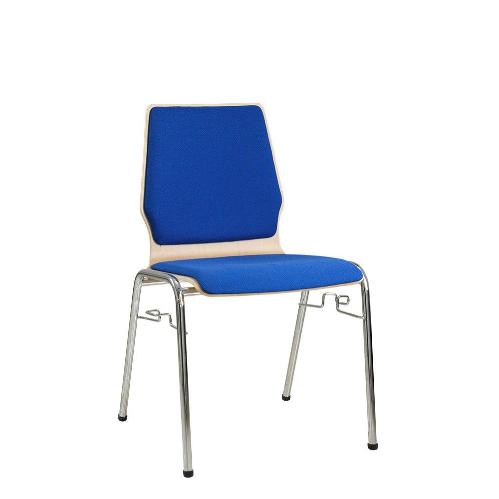 Konferenzstuhl Eruno-220 mit Sitz und Rückenpolster, verchromtem Metallgestell, stapelbar Blau