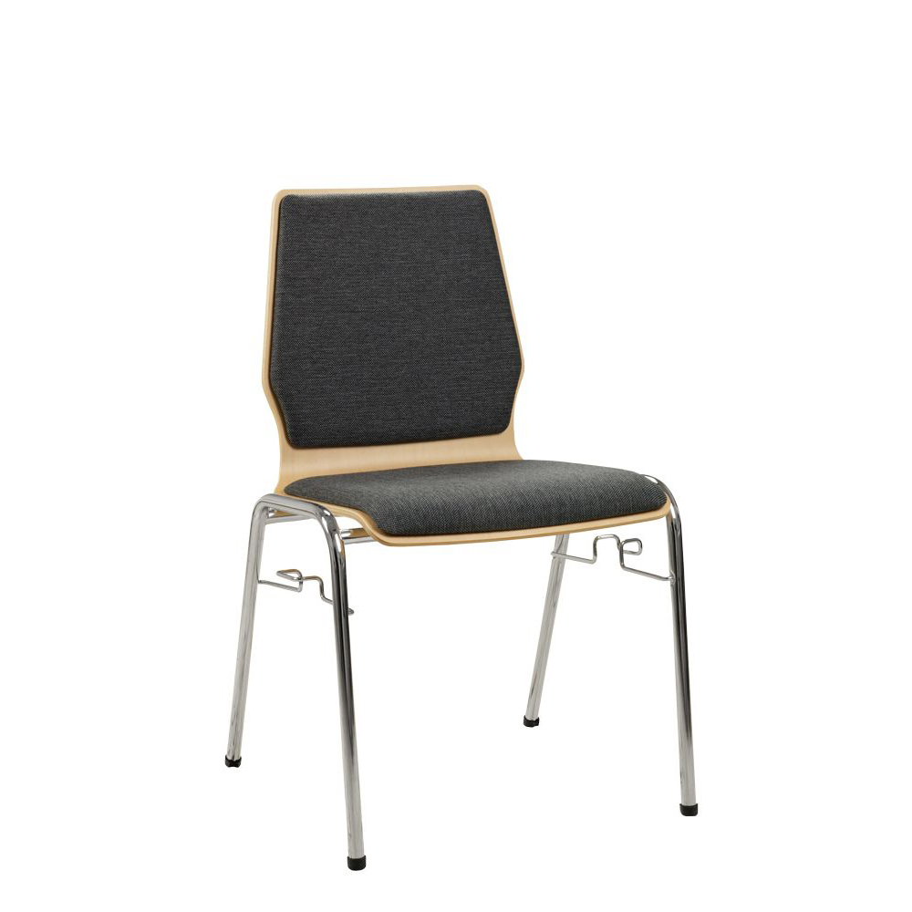 Konferenzstuhl Eruno-220 mit Sitz und Rückenpolster, verchromtem Metallgestell, stapelbar Dunkelbraun