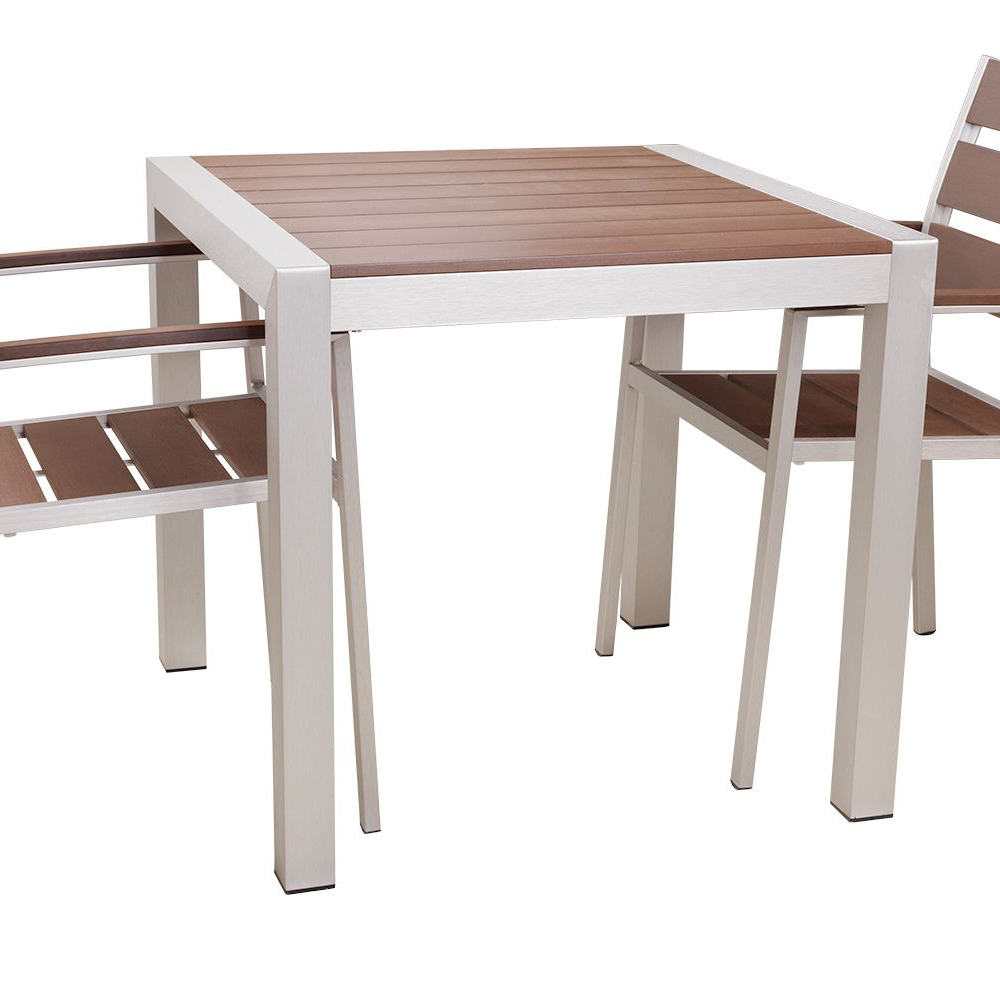 Tisch Sinora-80 mit Stühlen Nesona-AL Kastanie