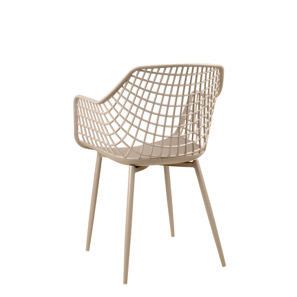 Foma-1692 Light Grey Outdoorstuhl mit Armlehnen – Rueckansicht