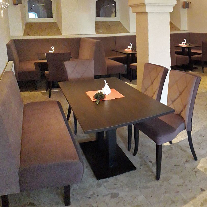 Tischgestell aus Metall für die Gastronomie - Marino-TGF-407 mit zwei Metallsäulen als Einzeltisch