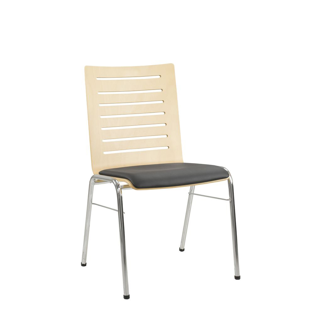 Konferenzstuhl Eruno-410 mit Sitzpolster, verchromtem Metallgestell, stapelbar Frontansicht