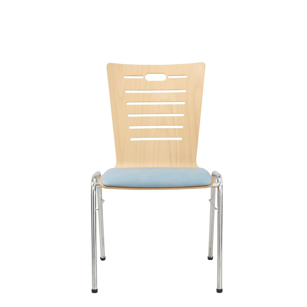 Konferenzstuhl Eruno-612 mit Sitzpolster, verchromtem Metallgestell, stapelbar Frontansicht