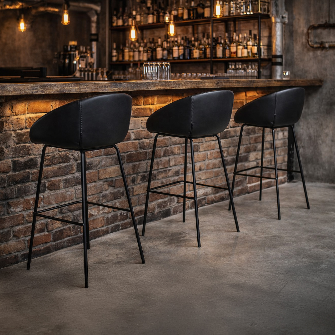 Estara-Bar Brown Indoorstuhl mit Armlehnen und Vollpolsterung – Milieubild in Bar