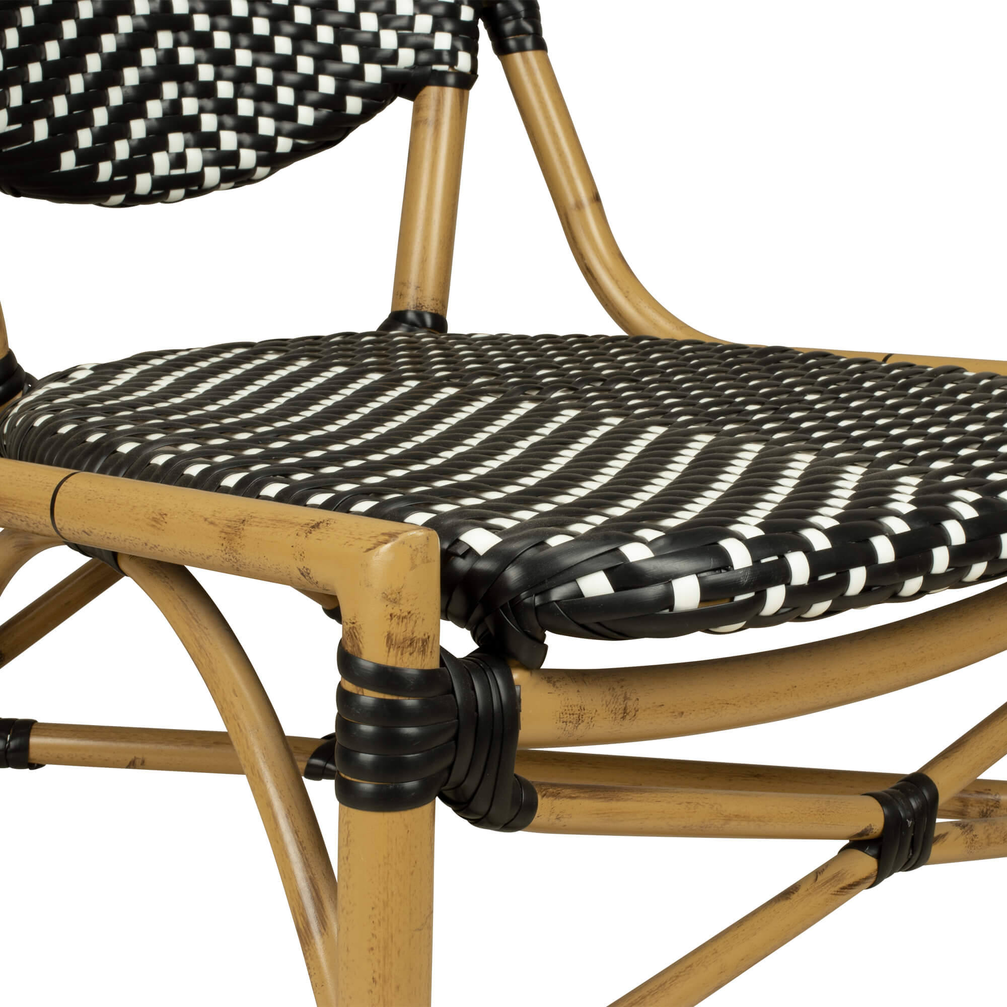 Camino black Outdoorstuhl mit Geflecht – Detail Sitzflaeche