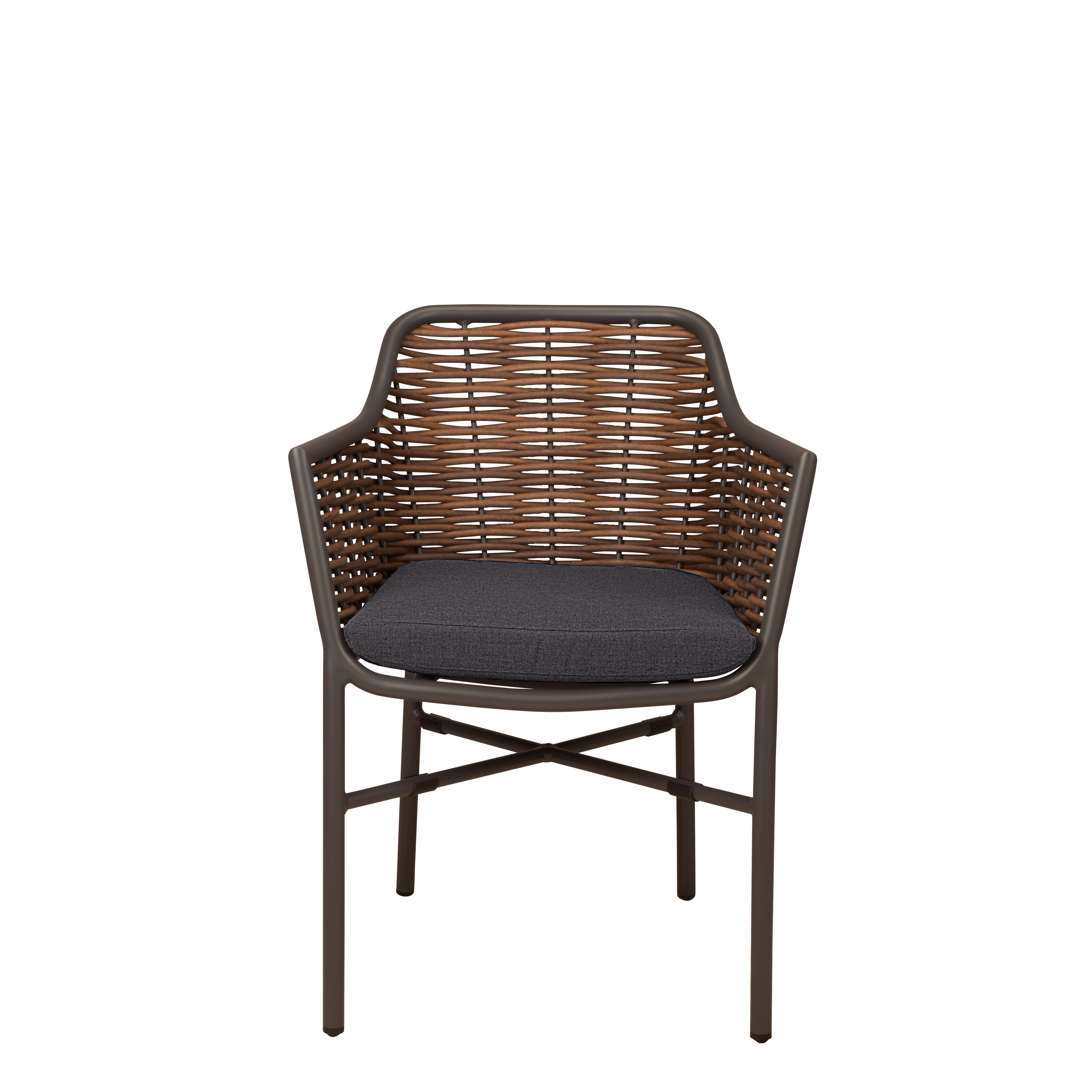 Orkney Natur Outdoorstuhl mit Armlehnen und Geflecht – Frontal