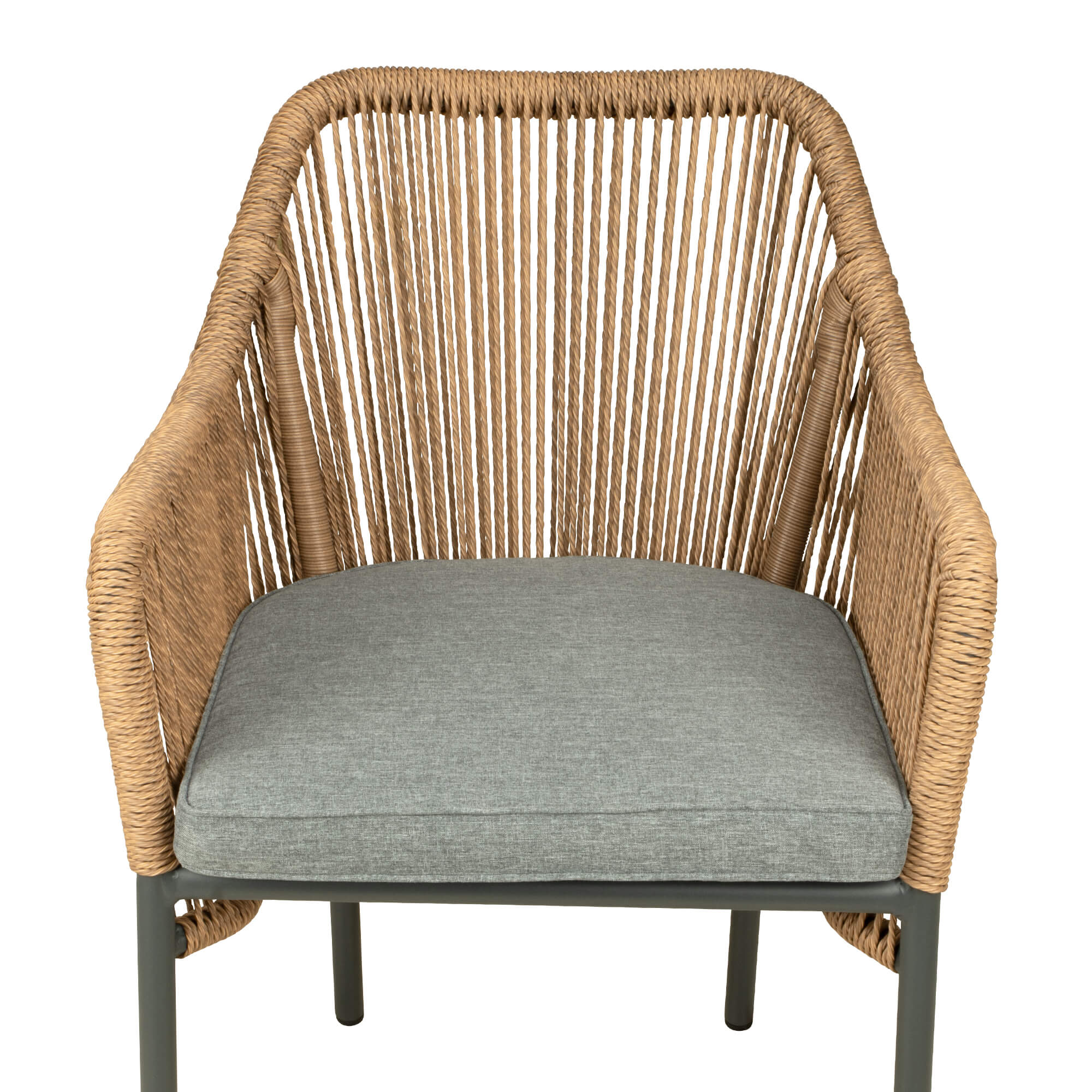 Baleris natur Outdoorstuhl mit Geflecht und Sitzkissen – Sitzschale mit Kissen