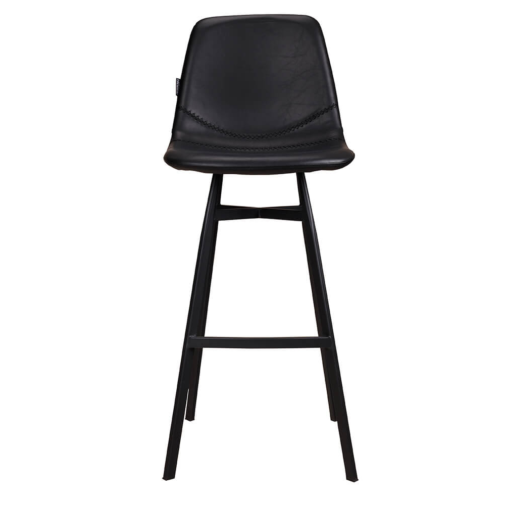 „Polsterbarhocker Jones-Bar mit schwarzem Kunstleder und anthrazitfarbenem Aluminiumgestell“