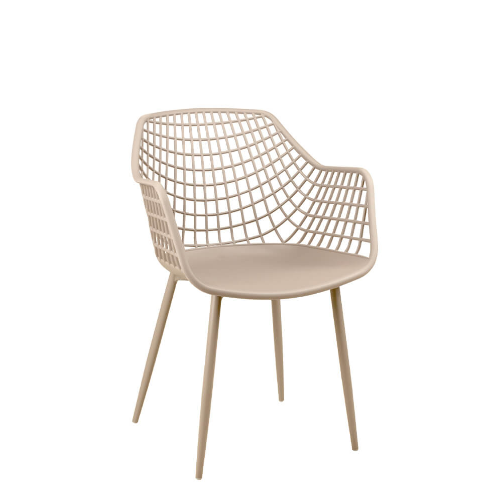 Foma-1692 Light Grey Outdoorstuhl mit Armlehnen – Vorderansicht