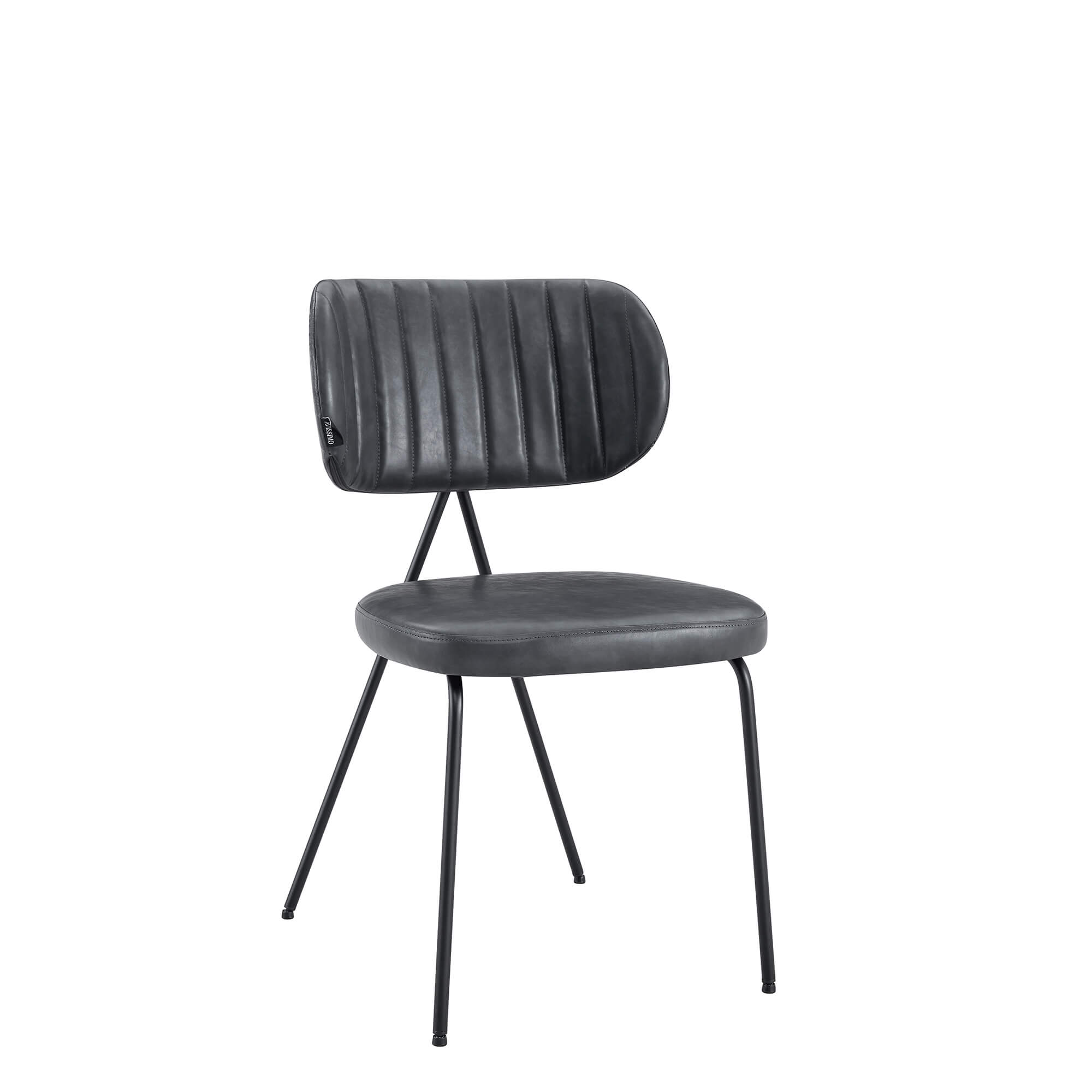 Gastronomie Polsterstuhl Cuba-Nappa Mouse schräg von vorne mit gepolstertem Sitz und Metallgestell