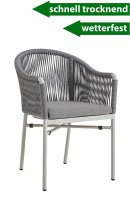 Ramila-RR Light Grey Terrassenstuhl mit beigem Aluminiumgestell und Textilen-Rücken, stapelbar und wetterfest für Gastronomie Ramila-RR Light Grey Terrassenstuhl mit beigem Aluminiumgestell und Textilen-Rücken, stapelbar und wetterfest für Gastronomie