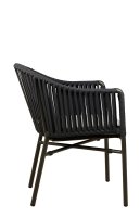 Terrassenstuhl Ramila-48 Dark Grey mit beigem Aluminiumgestell und Textilen-Rücken, stapelbar und wetterfest für Gastronomie Terrassenstuhl Ramila-48 Dark Grey mit beigem Aluminiumgestell und Textilen-Rücken, stapelbar und wetterfest für Gastronomie