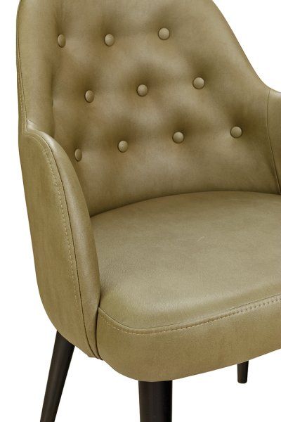 Polsterstuhl Gastronomie Sona-300-Arm, Beizton: Schwarz / Bezug: Gavin-201_Detailansicht Knöpfe