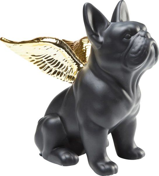 Deko Figur Sitting Angel Dog Gold-Schwarz