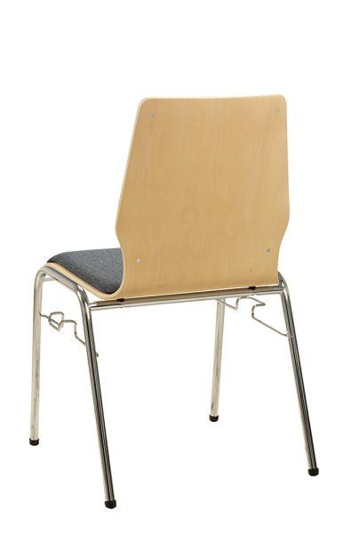 Konferenzstuhl Eruno-220 mit Sitz und Rückenpolster, verchromtem Metallgestell, stapelbar Braun Rückansicht