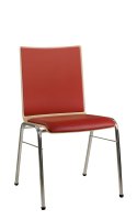 Konferenzstuhl Eruno-320 mit rotem Sitz und Rücken, verchromtem Metallgestell, stapelbar Konferenzstuhl Eruno-320 mit rotem Sitz und Rücken, verchromtem Metallgestell, stapelbar