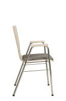 Konferenzstuhl Eruno-210-A50 mit Polstersitz, Holzlehne, Armlehnen und verchromtem Gestell Konferenzstuhl Eruno-210-A50 mit Polstersitz, Holzlehne, Armlehnen und verchromtem Gestell