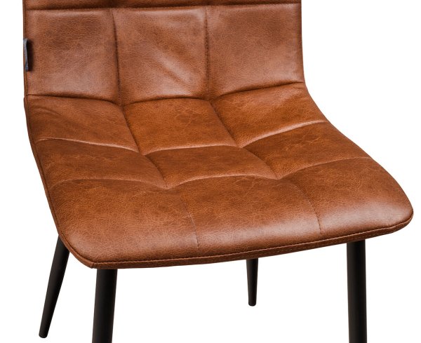 Polsterstuhl Derri Toreador-105 – brauner Stuhl mit Kassettensteppung und schwarzem Metallgestell Detailansicht Sitzfläche