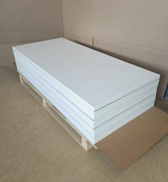 Tischplatte HPL | 180x80 | 40mm | Weiß - mit gefaster Massivholzkante - Sonderposten