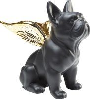 Deko Figur Sitting Angel Dog Gold-Schwarz Deko Figur Sitting Angel Dog Gold-Schwarz