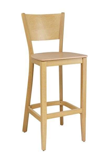 Klassischer Barhocker aus Buchenholz in hellem Beizton Buche natur