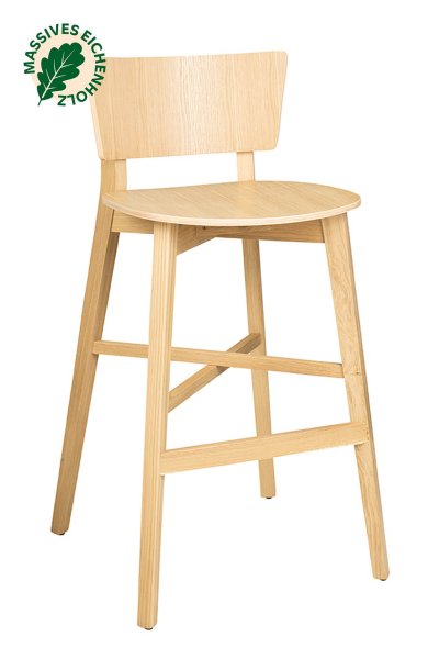 Barhocker Dimoni-Bar aus Eichenholz, Sitzhöhe 74 cm, für Gastronomie & Hotel