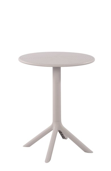 Runder Kunststoff-Gastronomietisch FOMA-T100 in Hellgrau mit stabilem 4-Fuß-Gestell